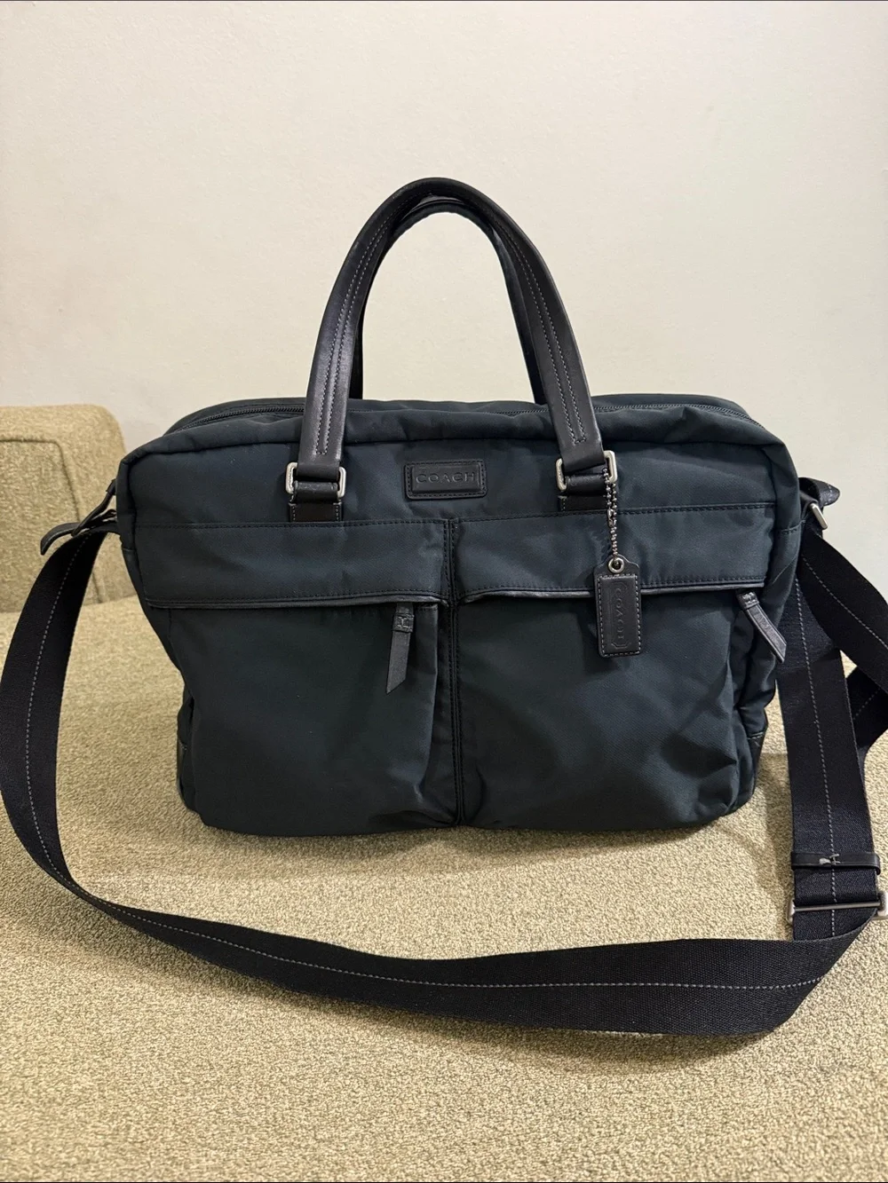 COACH Black Nylon Classic Commuter Messenger Bag Laptop Briefcase Travel